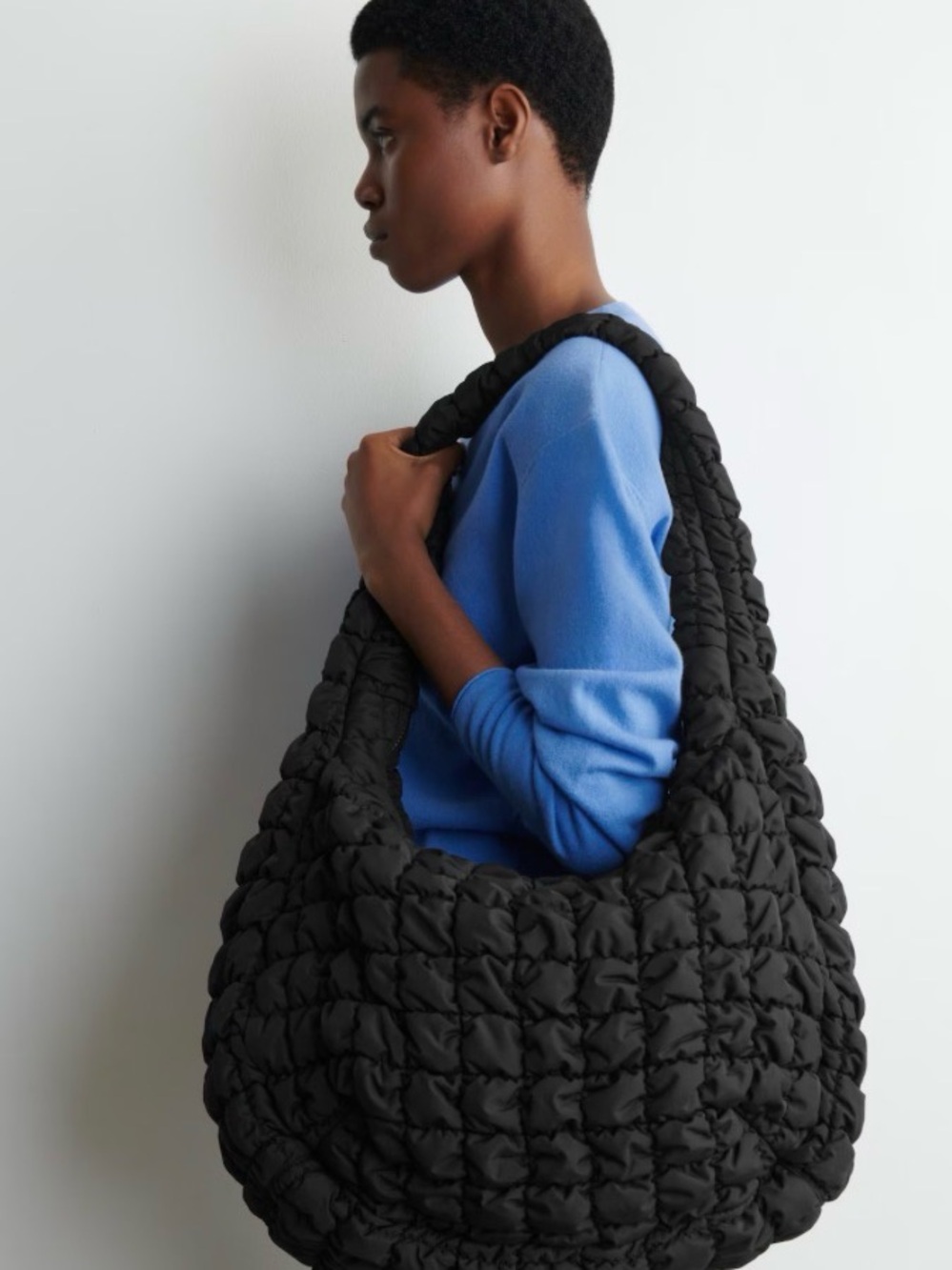 COS Oversized Quilted Crossbody Shoulder Bag in Black